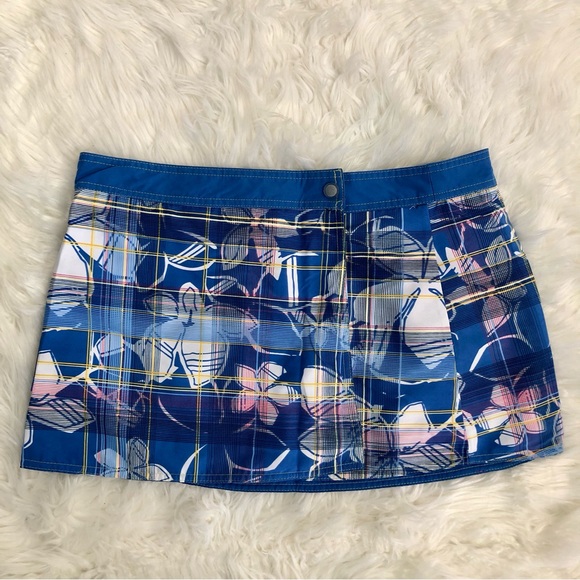 Raya Sun Wrap Skirt Swimwear Beach Cover Up Blue Reversible Floral Print NEW - Picture 2 of 9